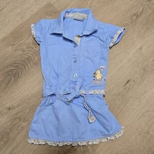 Disney Classic Pooh Baby Girl Blue Button Front Dress Size 18M